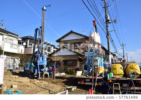 Ground improvement pile construction site Ground improvement pile construction site 57761499