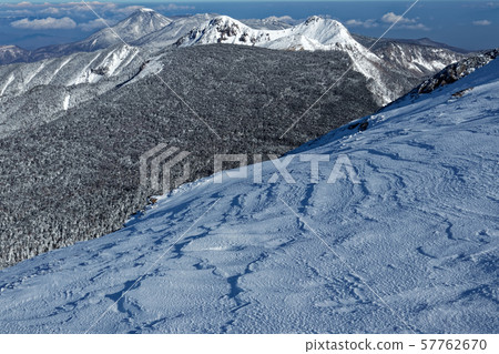 Mt. Tateshina and Mt. Tengu seen from the Yatsugatake mountain range and Iodake ridgeline Mt. Tateshina and Mt. Tengu seen from the Yatsugatake mountain range and Iodake ridgeline 57762670