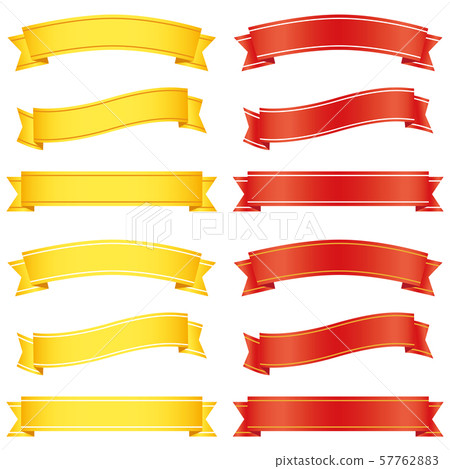 Red and gold ribbon illustration set 57762883