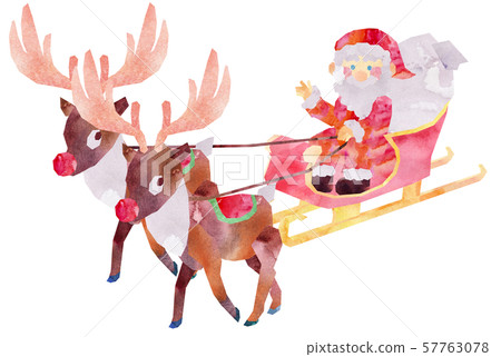 聖誕老人騎著雪橇，紅鼻子走 57763078
