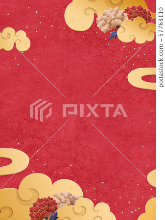 Background Material-Board-Japanese Paper-Cloud-Japanese Pattern-Chinese Style-Peonies 57763110