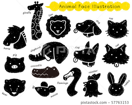 手繪動物臉插圖集 57763153