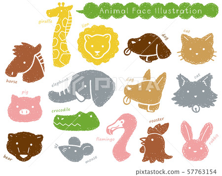 手繪動物臉插圖集 57763154