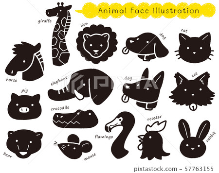 手繪動物臉插圖集 57763155