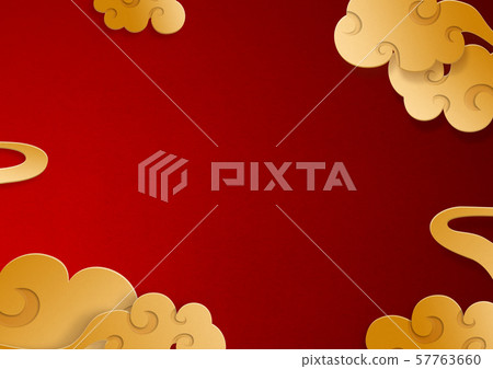 東方紋理背景材料-雲-中國雲紅色 57763660