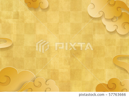Checkered pattern-gold-cloud - Stock Illustration [57763666] - PIXTA