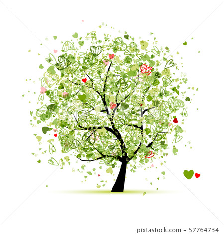 Valentine tree with hearts for your design 57764734
