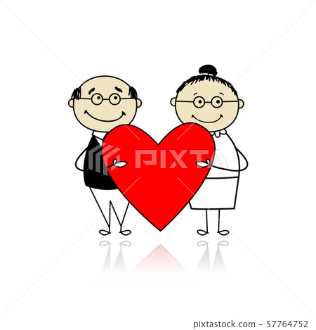 Valentine day. Couple with big red heart for your Valentine day. Couple with big red heart for your 57764752