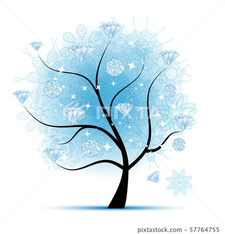 Winter tree with diamonds for your design Winter tree with diamonds for your design 57764755