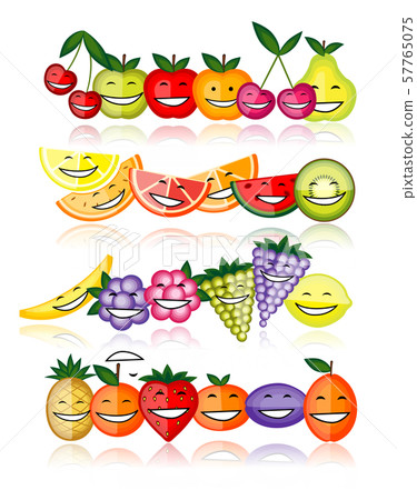 Funny fruits smiling together for your design Funny fruits smiling together for your design 57765075