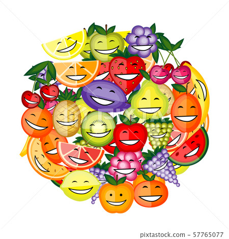 Funny fruit characters smiling together for your Funny fruit characters smiling together for your 57765077