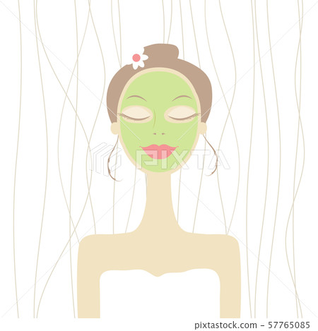 Pretty woman with cosmetic mask on face 57765085