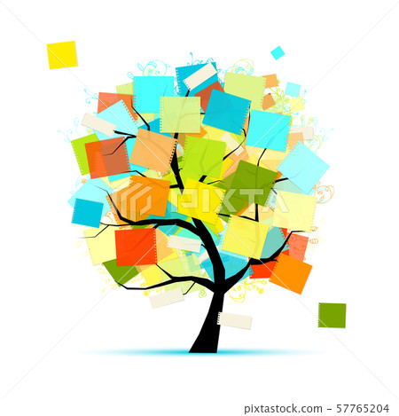 Art tree with stickers for your design Art tree with stickers for your design 57765204