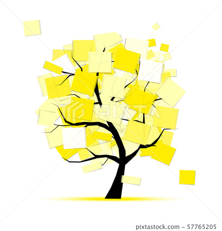Art tree with yellow stickers for your design Art tree with yellow stickers for your design 57765205