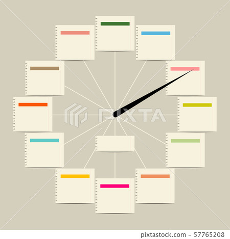 Creative clock design with stickers for your text Creative clock design with stickers for your text 57765208