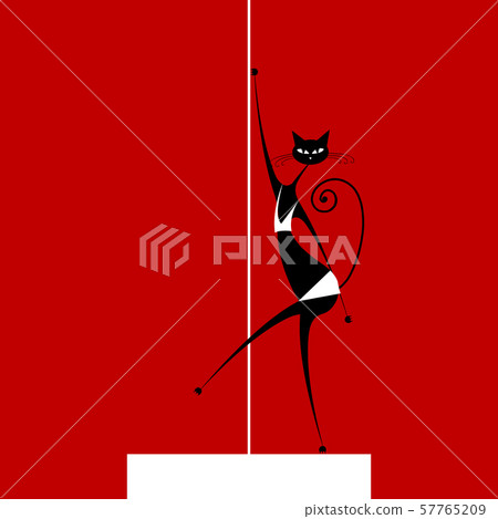 Graceful cat dancing, vector illustration for your Graceful cat dancing, vector illustration for your 57765209