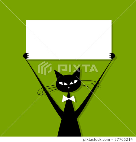 Funny cat with business card, place for your text Funny cat with business card, place for your text 57765214