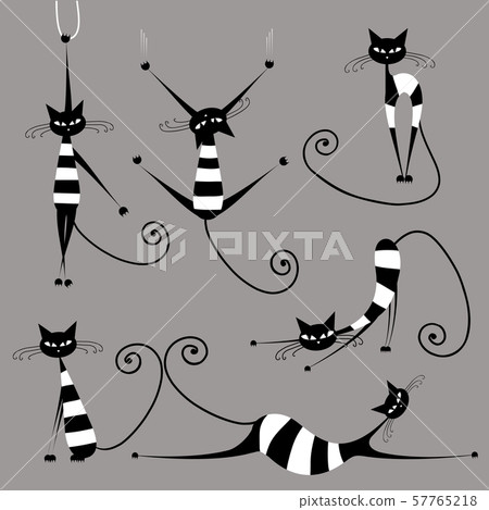 Funny striped cats, collection for your design 57765218