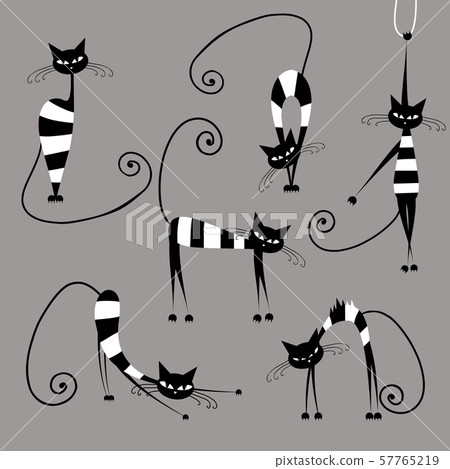 Funny striped cats, collection for your design Funny striped cats, collection for your design 57765219