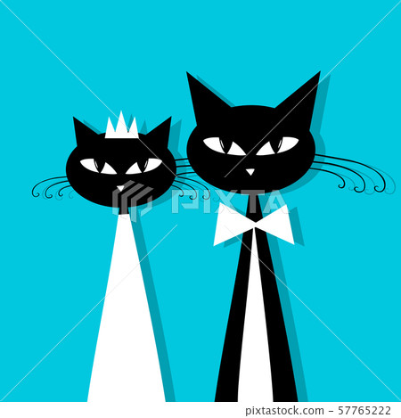 Groom and bride, cat's wedding for your design Groom and bride, cat's wedding for your design 57765222