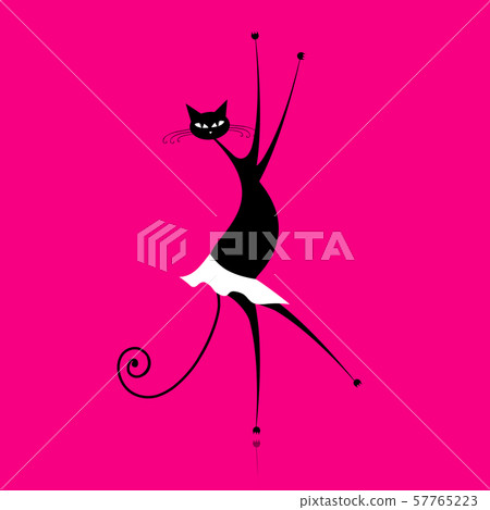 Graceful cat dancing, vector illustration for your Graceful cat dancing, vector illustration for your 57765223