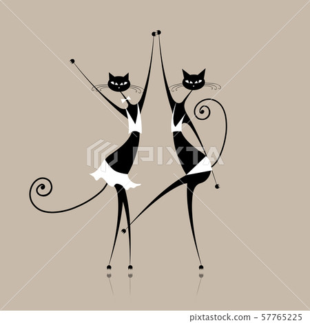 Graceful cats dancing, vector illustration for Graceful cats dancing, vector illustration for 57765225