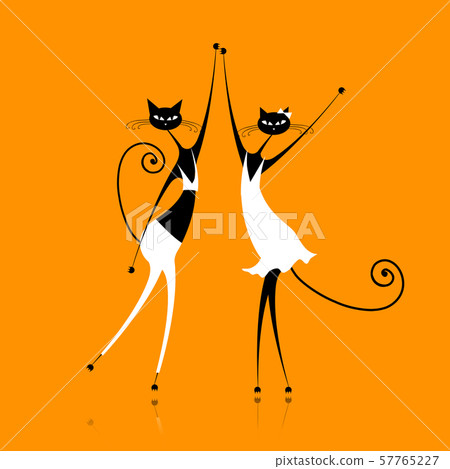 Graceful cats dancing, vector illustration for Graceful cats dancing, vector illustration for 57765227
