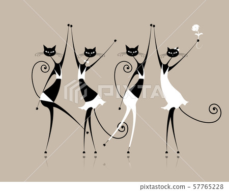 Graceful cats dancing, vector illustration for 57765228