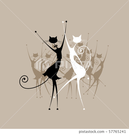 Graceful cats dancing, vector illustration for Graceful cats dancing, vector illustration for 57765241