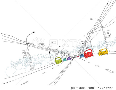 Sketch of traffic road in city for your design 57765668
