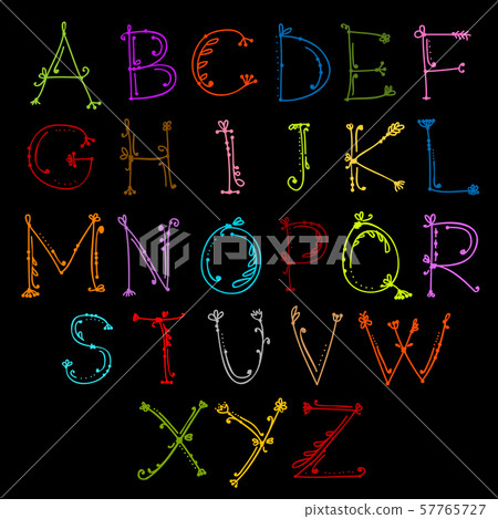 Sketch of floral alphabet for your design Sketch of floral alphabet for your design 57765727