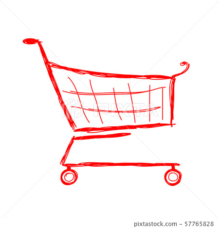 Red shopping cart, sketch for your design Red shopping cart, sketch for your design 57765828