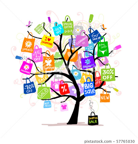 Shopping bags on tree for your design, big sale Shopping bags on tree for your design, big sale 57765830
