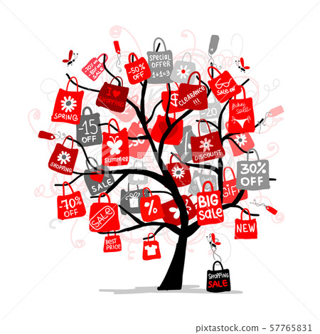 Shopping bags on tree for your design, big sale Shopping bags on tree for your design, big sale 57765831