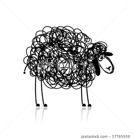 Funny black sheep, sketch for your design Funny black sheep, sketch for your design 57765939