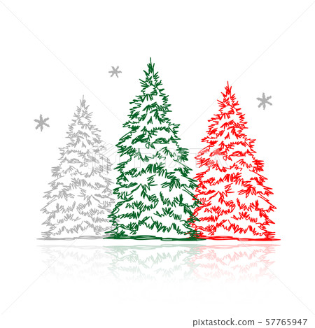 Hand drawn winter trees for your design Hand drawn winter trees for your design 57765947