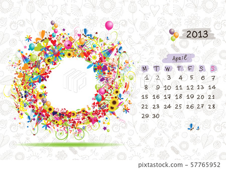 Vector calendar 2013, april. Frame with place for 57765952