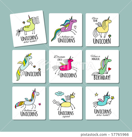 Magic unicorns collection, sketch for your design Magic unicorns collection, sketch for your design 57765966