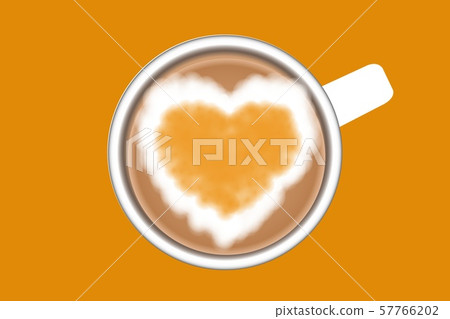 Cup of tasty coffee with heart latte art .Hot beverage. Delicious morning drink. 57766202