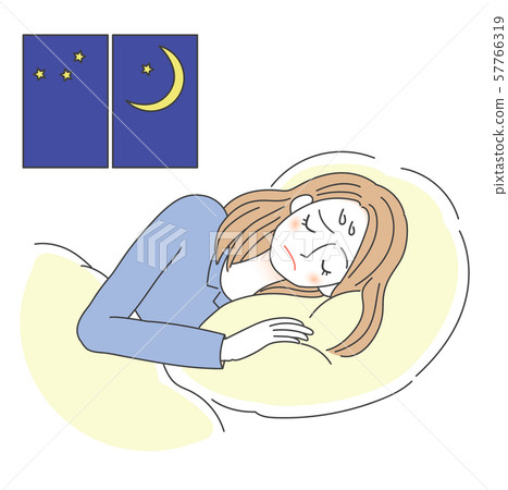 Illustration of a woman suffering from insomnia sleep Illustration of a woman suffering from insomnia sleep 57766319