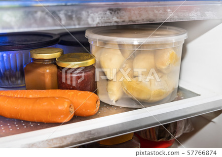 Durian flesh or pulp in container to chill in 57766874