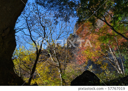 The first stone gate and autumn leaves of Mt. Myogi The first stone gate and autumn leaves of Mt. Myogi 57767019
