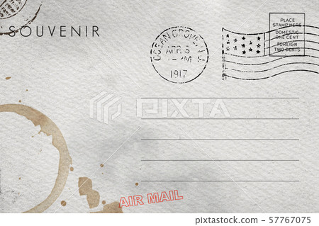 Backside of blank postcard with dirty stain Backside of blank postcard with dirty stain 57767075