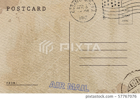 Backside of blank postcard with dirty stain Backside of blank postcard with dirty stain 57767076