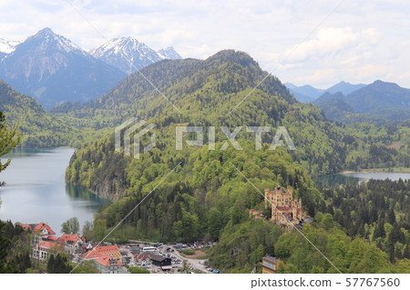 Hohenschwangau Castle and Lake Alp Landscape Germany Europe Hohenschwangau Castle and Lake Alp Landscape Germany Europe 57767560