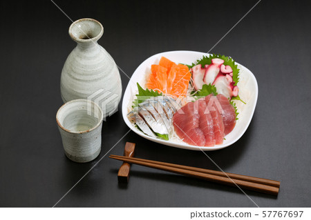 Japanese sake and sashimi Japanese sake and sashimi 57767697
