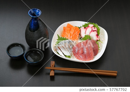 Japanese sake and sashimi Japanese sake and sashimi 57767702