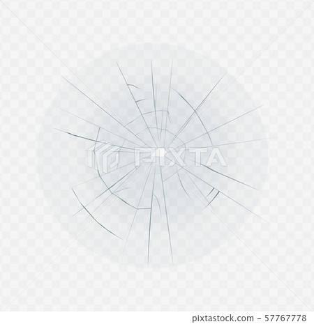 Isolated broken glass with hole crack and spider web shape. 57767778