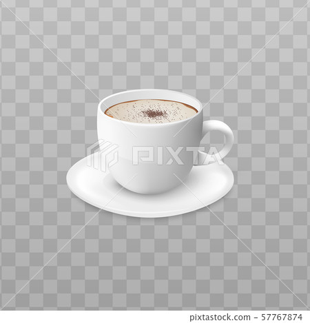 Cup of cream coffee or cappuccino side view 3d vector illustration isolated. 57767874