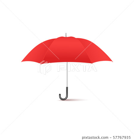 Realistic red umbrella from side view - classic colorful weather accessory Realistic red umbrella from side view - classic colorful weather accessory 57767935